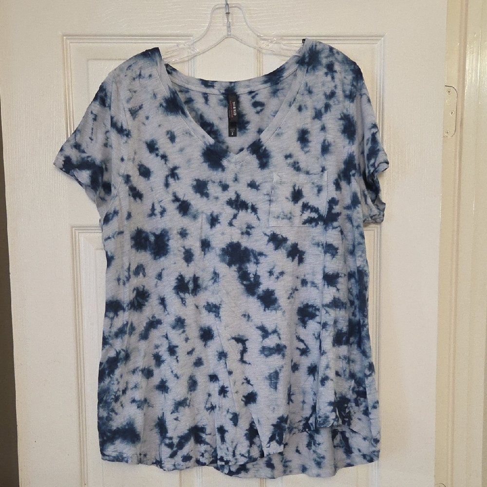 Torrid Blue Tie-Dye V-Neck Tee